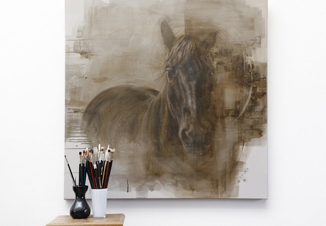 schilderij paard portret - gemengde technieken - paarden - jennifer koning