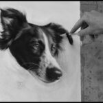 hondenportret silken windsprite in houtskool in uitvoering - trudy.2 JPG